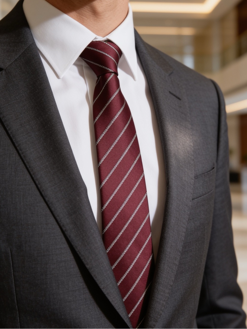 Zegna men’s Classic Burgundy Striped Men's Tie